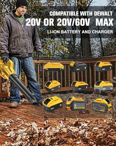 Cordless Leaf Blower Compatible with Dewalt 20V Battery, 500 CFM, 6 Speeds