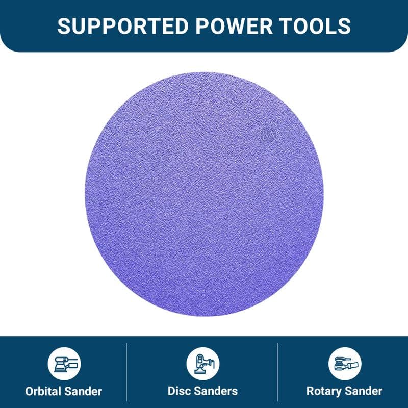 Benchmark Abrasives 6 Inch Sanding Discs Hook and Loop Ceramic No Holes Adhesive Sandpaper for Surface Blending, Automotive Metals Fiberglass - Orbital Sander Sandpaper (50 Discs), 600 Grit