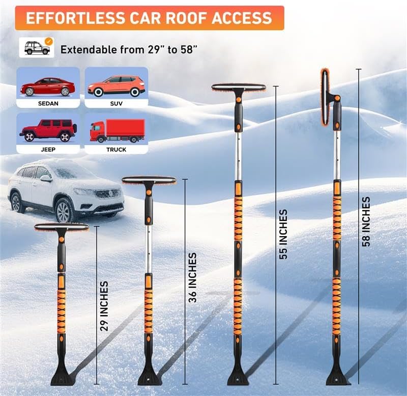 EcoNour 55" Telescopic Snow Brush and Ice Scraper for Car Windshield