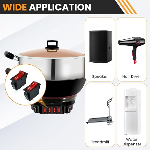 2 Pin 2 Position Boat Shaped Rocker Switch, KCD3-101 ON/Off Snap in Toggle Switch, AC 250V/15A 125V/20A Red Rocker Switch Toggle for Car Auto Boat Household Appliances (2 Pack)