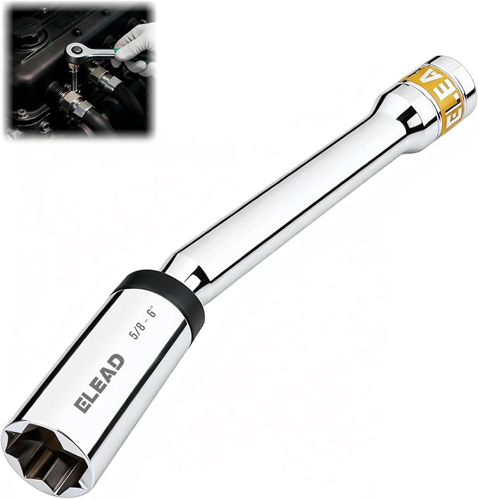 5/8" Swivel Magnetic Spark Plug Socket, 3/8" Drive x 6" Total Length, Thin Wall Spark Plug Removal Tool, 360 Degree Swivel, Enhanced Magnetic, 6-Point Design, Cr-V Steel