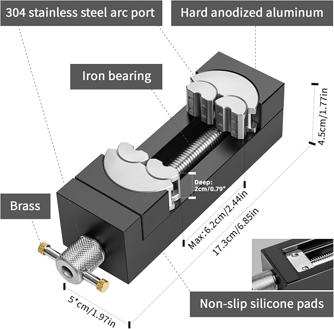 WhiteRhino Mini Vise Clamp,Smart Fractal Vise Drill Press Vise Bench Vise,Heavy Duty Self-Adjusting Aerospace-grade Aluminum Alloy&Precision CNC Machined— Crafts,Jewelry Making, Modeling,DIY,Repairs