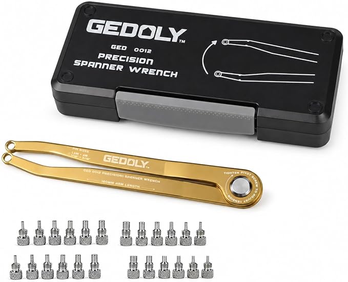 Adjustable Pin Spanner Wrench Set, Heavy Duty Shock & Lock Nut Tool | Fits coilover, shock & suspension lock nuts. Includes 12 pairs Metric/SAE pins. Adjustable hook spanner wrench tool kit.