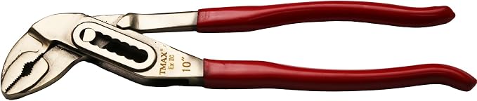 TMAX Non-Sparking 10" Adjustable Water Pump Plier, Aluminum Bronze Safety | Alligator V-Jaw, Tongue & Groove Joint | Spark-Free Non-Magnetic Corrosion-Resistant | Safety Tool For Hazardous Environment