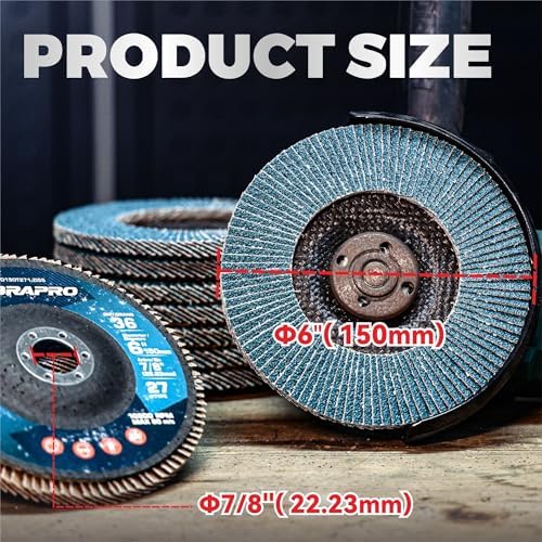 10 Pack 6" x 7/8" Zirconia Flap Discs, T27 Jumbo Grinding Wheel 36 Grit