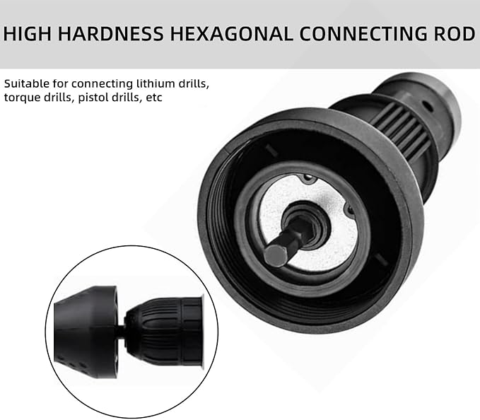 Cordless Electric Rivet Gun Adapter Kit, 1/4 Inch Hex Shank Blind Rivet Nut Drill Adapter Converter Convert Drill to RivetInsert Nut Tool Kit（Black）