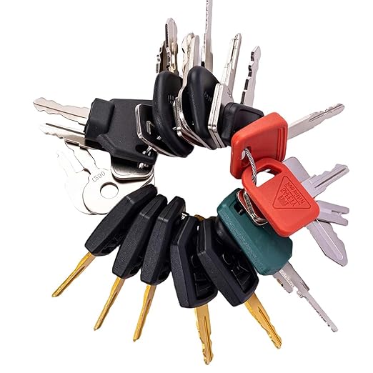 26-Piece Heavy Equipment Key Set: Universal Master Keys Compatible with CAT, John Deere, Komatsu, Kubota, Case, Yanmar. Durable Ignition Keys for Construction.
