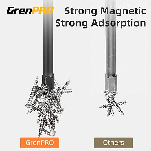 GRENPRO Allen Wrench Drill Bit Set 22pcs Hex Bit Set，Impact Driver Bit Set，Screwdriver Bit Set，Allen Wrenches Sets，Allen Socket Set，4" Long Metric&SAE 1/4" Hex Shank Magnetic Allen Key Drill Bits Sets