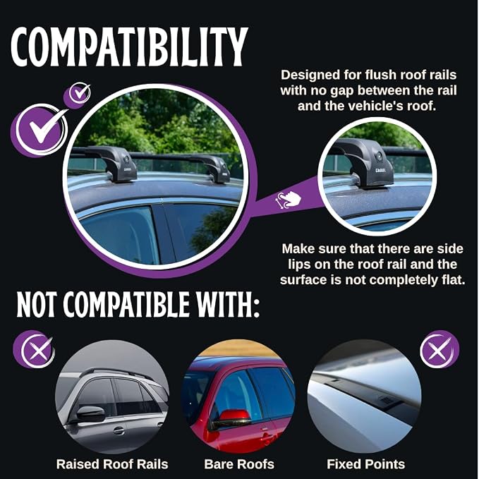 ERKUL Heavy Duty Roof Rack Cross Bars for Kia Sportage 2017-2022 | Upgraded Aero Aluminum Crossbars with Smart Clamp System | Compatible with Flush Rails - Black