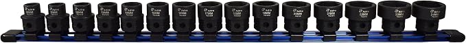 Astro Tool 78215 15-Piece 1/2" Drive Low Profile Nano Impact Sockets - Metric
