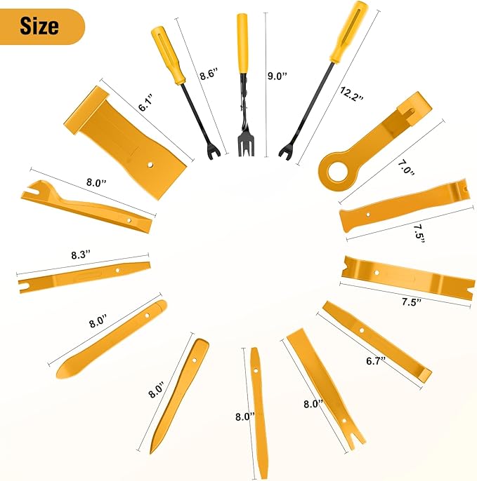 GOOACC 238Pcs Trim Removal Tool, Auto Push Pin Bumper Retainer Clip Set Fastener Terminal Remover Tool Adhesive Cable Clips Kit Car Panel Radio Removal Auto Clip Pliers, Yellow