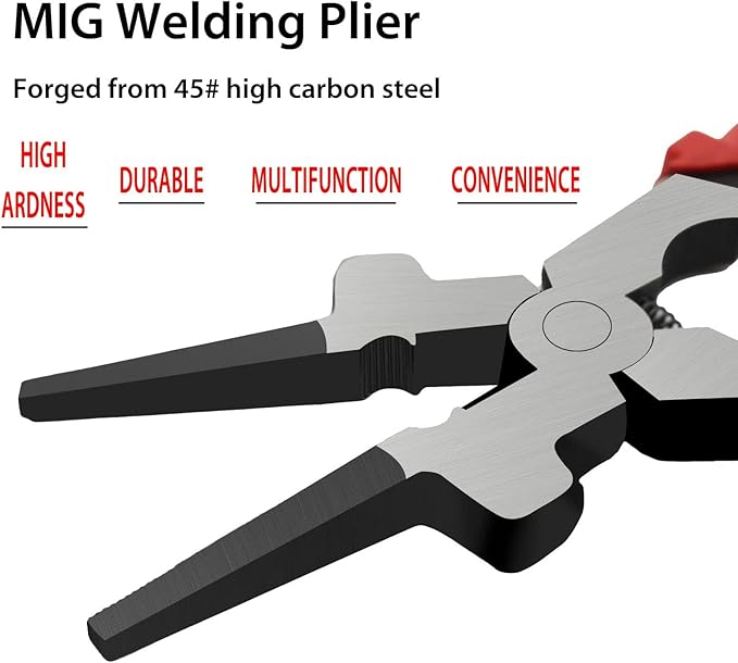 8" MIG Welding Pliers with Insulated Handle - Multifunction Carbon Steel Pliers for Welding and Wire Cutting