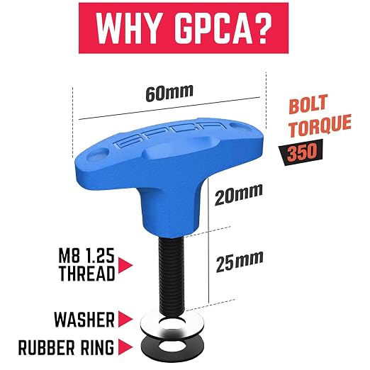 GPCA Quick Release Tie Down GP Anchor PRO, Wrangler JL 2018-2025 | w/o Nut, M8 25mm Thumbscrew, Hardtop Removal, Jeep Accessories & Cargo Tie Down (6PC, Blue)