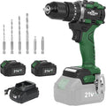 21V Brushless Power Drill Cordless, LAZYLAND 80Nm Electric Impact Drill Set with Dual 3.0Ah Batteries, 2 Variable Speed, 21+3 Torque Setting and LED Work Light for Home Repairing DIY, Green