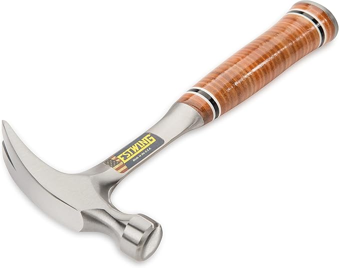 ESTWING Hammer - 12 oz USA Made Straight Rip Claw Hammer with Smooth Face & Genuine Leather Grip - E12S