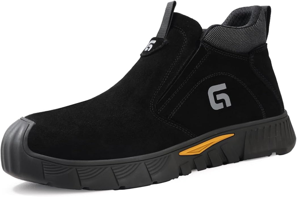 GLANOUDUN Welding Work Boots for Men Slip on Steel Toe Shoes for Men Indestructible Steel Toe Boots Welder Men's Working Shoes Fireproof Safety Footwear for Construction Men's Work & Safety Footwear