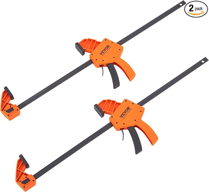 VEVOR Bar Clamps for Woodworking, 2-Pack 24" One-Handed Clamp/Spreader, Quick-Change F Clamp with 300 lbs Load Limit, High-strength Plastic and Carbon Steel, Wood Clamps for Woodworking Metal Working