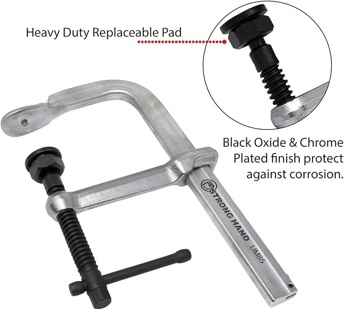 Strong Hand Tools Regular Duty Bar Clamp, Clamping Pressure: 2,400 LBS, Throat Depth: 5-1/2″, UM165, Capacity: 16.5", Strong Hand Tools,