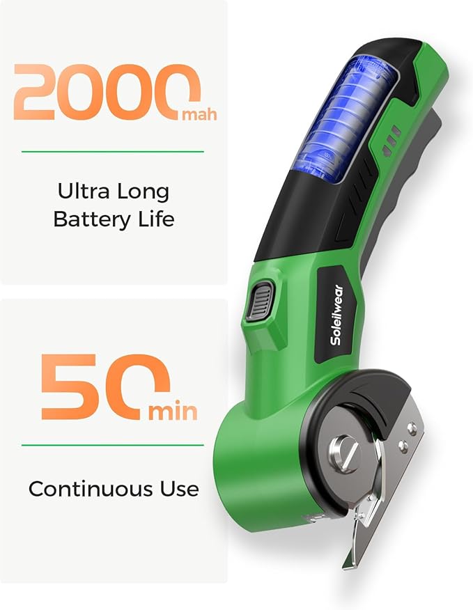 Cardboard Cutter, Rechargeable Cordless Electric Scissors, 4V Upgrade Motor Electric Box Cutter with 2 Blades, Safety Lock & LED Light, Powerful Cutting for Cardboard Box, Plastic, Leather