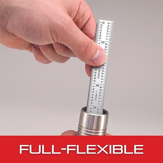 Starrett Full Flexible Steel Rule with Satin Chrome Finish, Quick Reading and Inch Graduation - 3R Graduation, 6" Length, 1/64" Thickness - C303R-6