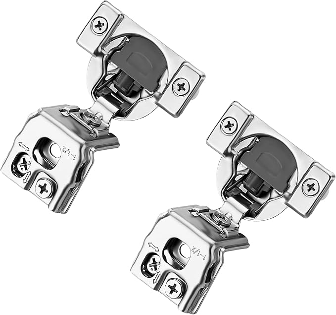 Ravinte 20 Pack 10 Pairs 1-1/2 inch Overlay Soft Close Hinges for Kitchen Cabinet Hinges Satin Nickel Hidden Hinges Stainless Steel Concealed Hinge self Closing
