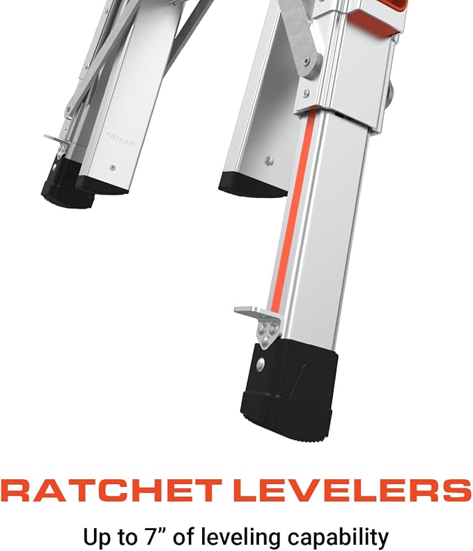 Little Giant Ladders Velocity 26-Ft Folding Multi-Position Ladder, Aluminum, 300 lb Load Capacity, Type 1A Extra Heavy Duty, 26-Ft Reach, with Ratchet Levelers and Wheels (15426-801)