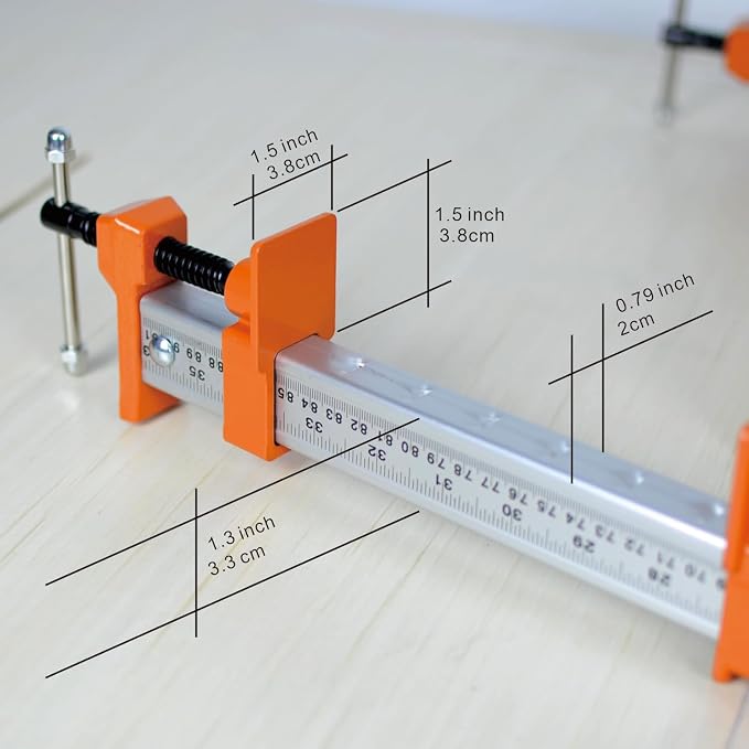 FEIRONG 48-inches Bar Clamps with 2-Pack, 330LB Load Limit with Built-in Ruler, 90° Angled Jaws for DIY Projects & Cabinet Installation