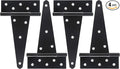 8 Inch T-Strap Shed Door Hinges Heavy Duty, Black Tee Hinge for Wooden Fences, Yard Door, Barn Door Gates, Wrought Hardware Rustproof, 4PCS