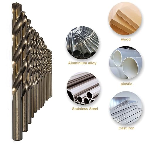 HIDOTOL Cobalt Drill Bit Set 29 PCS - M35 High Speed Steel Twist Jobber Drill Bits for Hardened Metal, Stainless Steel, Cast Iron, Plastic and Wood with Indexed Round Case,1/16"-1/2" by 1/64" THS.