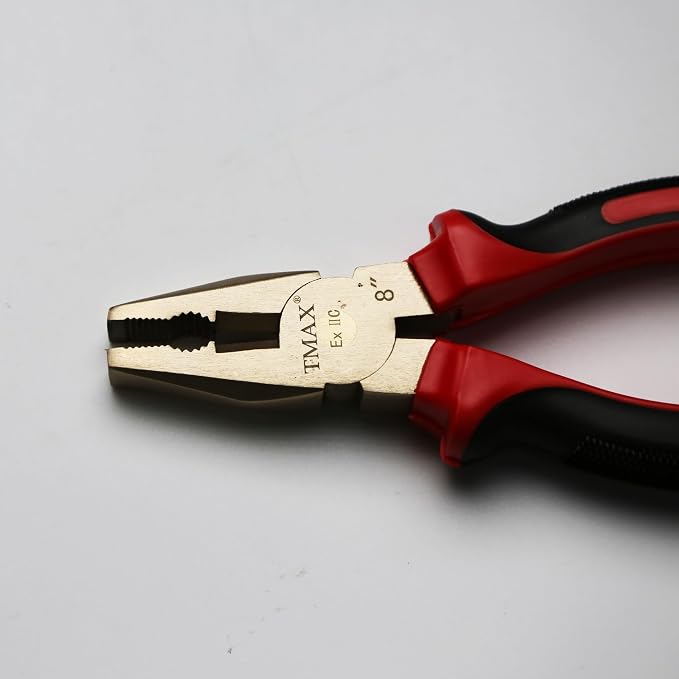 TMAX Non-Sparking 8" Combination Plier, Wire Grip and Cut, Aluminum-Bronze | Spark Free Safety, Non-Magnetic And Corrosion-Resistant | Safety Tool For Flammable Hazardous Environment