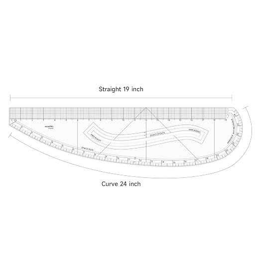 KEARING Patented Imperial Pattern Master Designer Ruler - Multi-Purpose, Side Curve, Armhole & Neckhole, Sleeve Curve, Upper & Under Arm for Sewing, Design, Quilting, Dressmaking