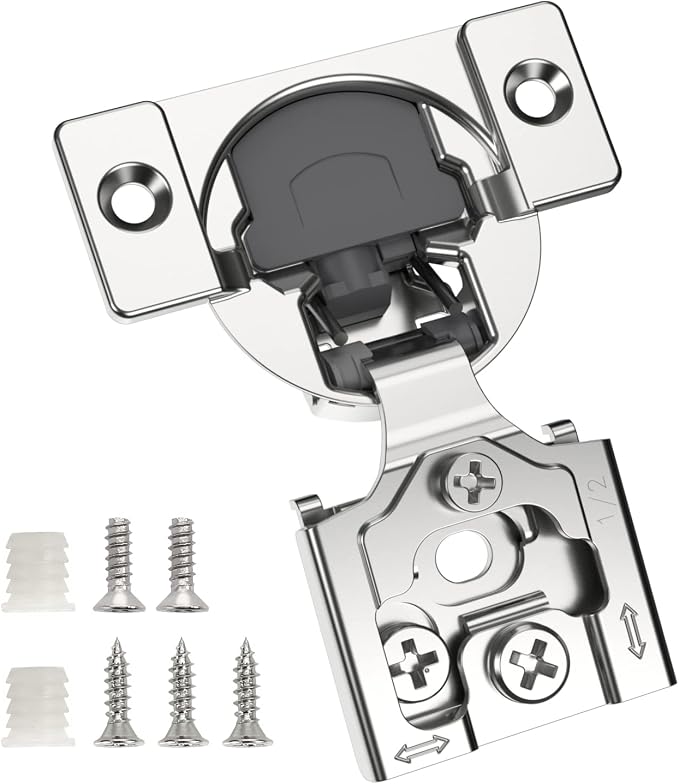 Chibery 30 Pack 1/2" Overlay 3D Soft Close Concealed Hinge for Face Frame Door, Smooth Slow Self Closing Hinges, Satin Nickel, Hidden 105° Open Angle Stainless Steel Hinge for Kitchen Cabinet Door