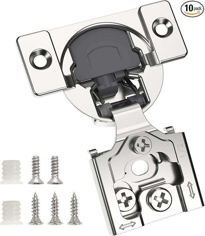 Chibery 50 Pack 1/2" Overlay 3D Soft Close Concealed Hinge for Face Frame Door, Smooth Slow Self Closing Hinges, Satin Nickel, Hidden 105° Open Angle Stainless Steel Hinge for Kitchen Cabinet Door