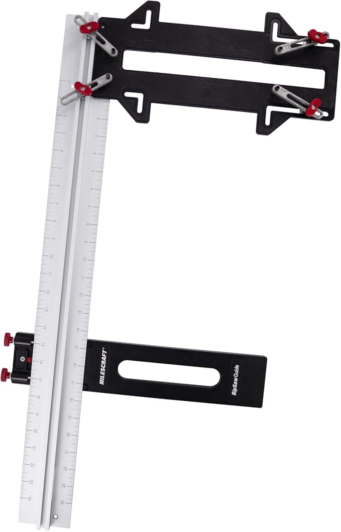 Milescraft 1404 Rip Saw Guide – Circular Saw Edge Guide. Straight Cutting Jig. Rip & Cross Cut Large Sheets. Sidewinder and Worm Drive Saws. 24inch Edge Range. All-Metal Base Prevents Flex