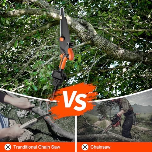 2 IN 1 8" Mini Chainsaw & Pole Saw Battery Powered with 2 x 21V Batteries