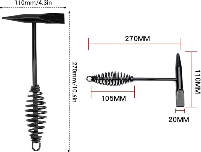 Welding Chipping Hammer with Coil Spring Handle, Cone and Vertical Chisel Welding Chipping Hammer (Hammer)