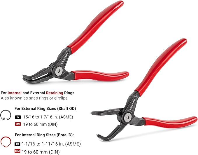 TEKTON 7 Inch 90-Degree Retaining Ring Pliers Set, 2-Piece | PRR90004