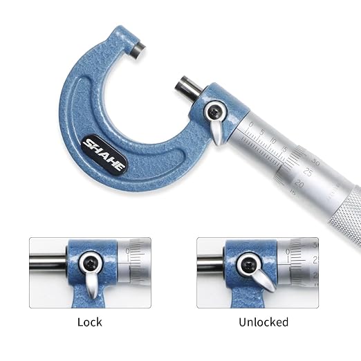 SHAHE 0-1''/0-25mm 0.01mm Outside Micrometer Gauge Micrometer Measuring Tool 5201-25A