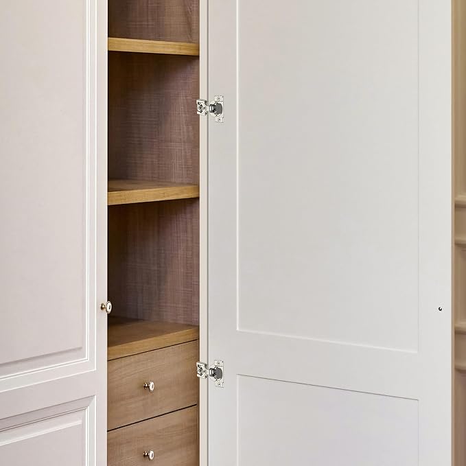 20 Pack (10 Pairs) 1/2" Overlay Soft Close Cabinet Hinges, Satin Nickel Stainless Steel Concealed Hinges with 3D Self-Closing for Face Frame Doors & Kitchens