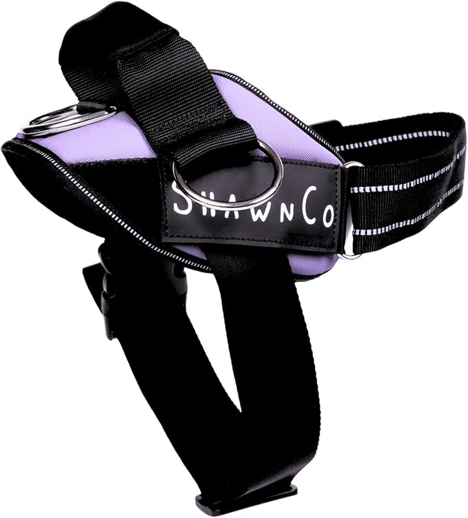 ShawnCo Essential Pro Dog Harness, No-Pull Pet Vest with 3 Leash Clips and Removable, Reflective Side Patches, Adjustable and Padded Harness for Small, Medium and Large Dogs (ICY Lilac, L)