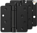 Luxbaro 3 Pack Self Closing Door Hinges 4 Inch, Matte Black Spring Loaded Hinges with 1/4'' Radius Corners, Adjustable Tension for Garage, Front Door, for Left and Right Hand Door, UL Listed