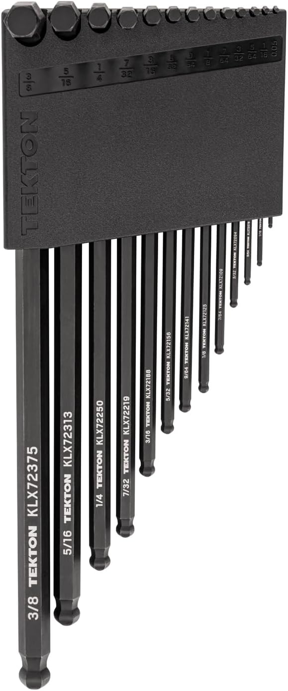 TEKTON Ball End Hex L-Key Set with, 13-Piece | KLX91102 | (0.050 - 3/8 in.), Manganese Phosphate Finish, Holder