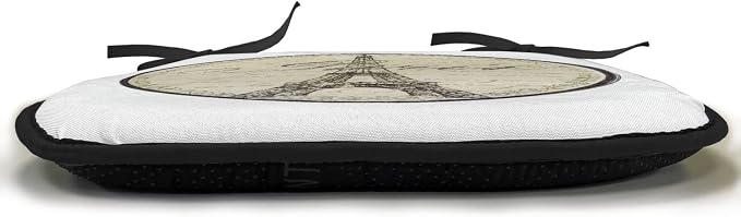 Lunarable Paris Chair Cushion Pads Set of 8, Vintage Wall Sign France Theme Famous Landmark Tourism Travel Destination, Anti-Slip Seat Padding for Kitchen & Patio, 16"x16", Khaki Black White