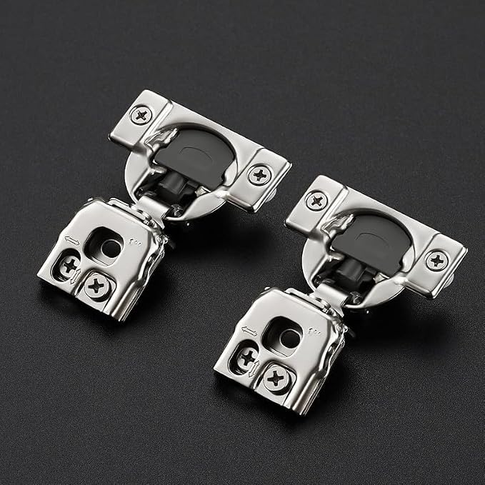 60 Pack 30 Pair 1 inch Overlay Soft Close Hinges for Kitchen Cabinet Hinges Satin Nickel Hidden Hinges Stainless Steel Concealed Hinge self Closing