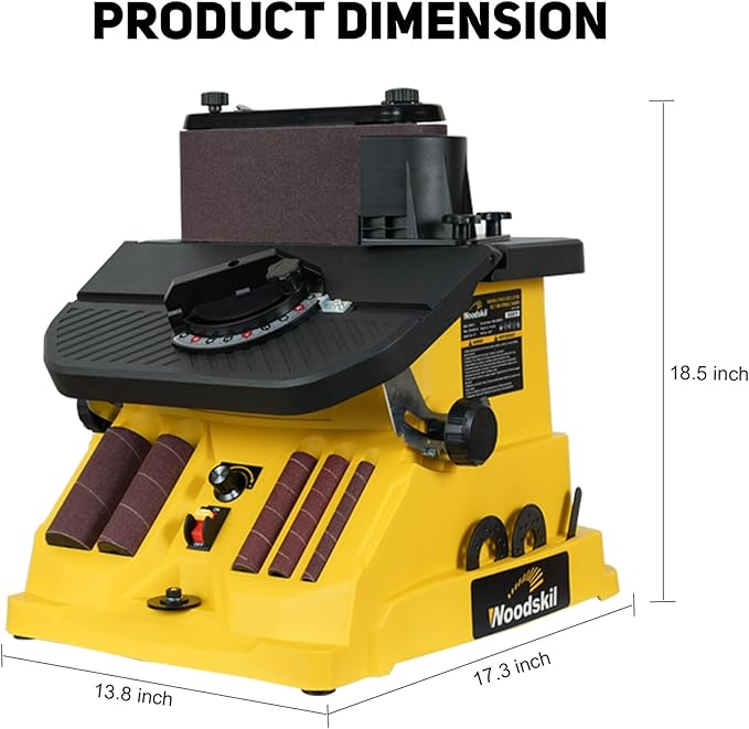 4A Variable Speed Oscillating Belt and Spindle Sander - 4x24" Belt, 5 Sanding Sleeves, 1000-1800RPM Adjustable Speed Control for Woodworking Projects - Efficient Dust Collection for Smooth Finishes