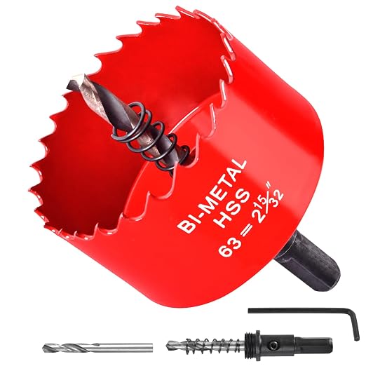 2-1/2 Inch / 63mm Hole Saw for Wood, Plastic Board, Ceiling,Drywall, and Metal Sheet - HSS Bi-Metal Hole Cutter with Pilot Drill Bit