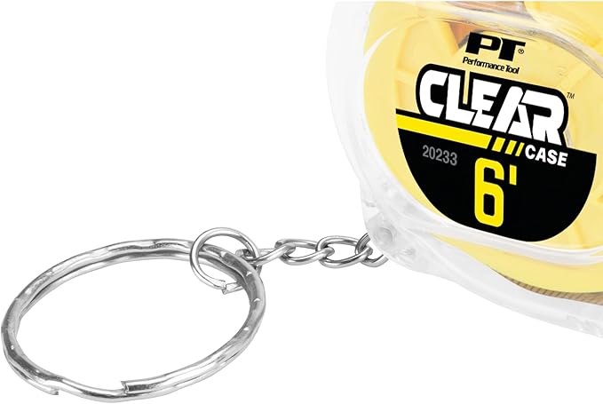 Performance Tool 20233 6' Clear Mini Tape Measure, SAE & Metric Measurements Printed on Both Sides