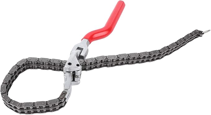 Chain Type Oil Filter Wrench Spanner, Oil Filter Removal Tool with 13.8in Ergonomic Handle, Double - Link Chain for 60-160mm Filters, Auto Car Repair Tool for Tight