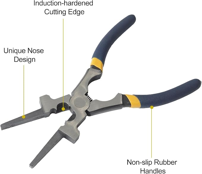 Professional 8" Weliding Pliers, Sharp MIG Pliers for Rust Resistant, Long Nose with Anti-slip Handle - Durable and Effecient (2PCS)
