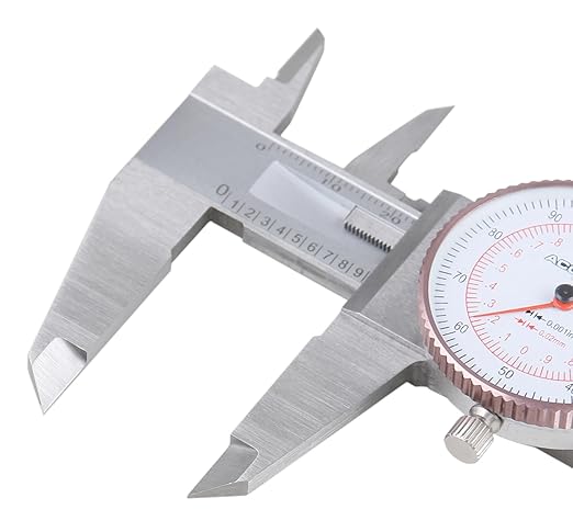 Accusize Industrial Tools 8''/200 mm by 0.001''/0.02 mm Dual Needle Precision Dial Caliper Stainless Steel in Fitted Case, Imperial/Metric, P920-S238